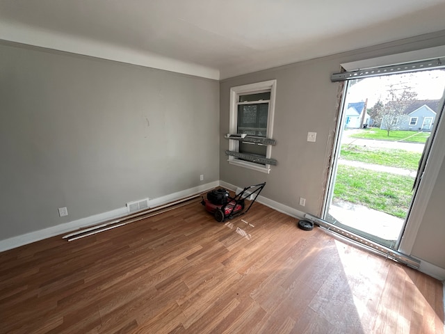 empty room with hardwood / wood-style flooring