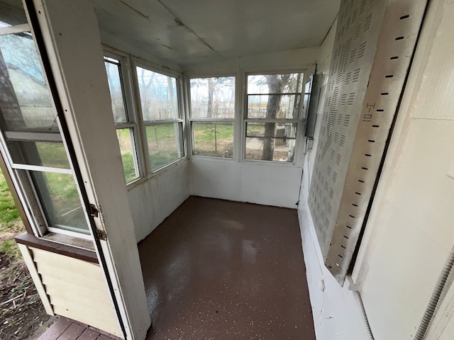 view of unfurnished sunroom