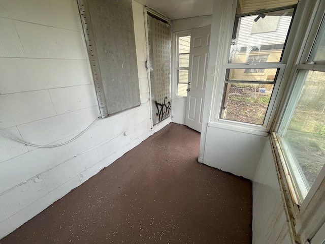 view of unfurnished sunroom