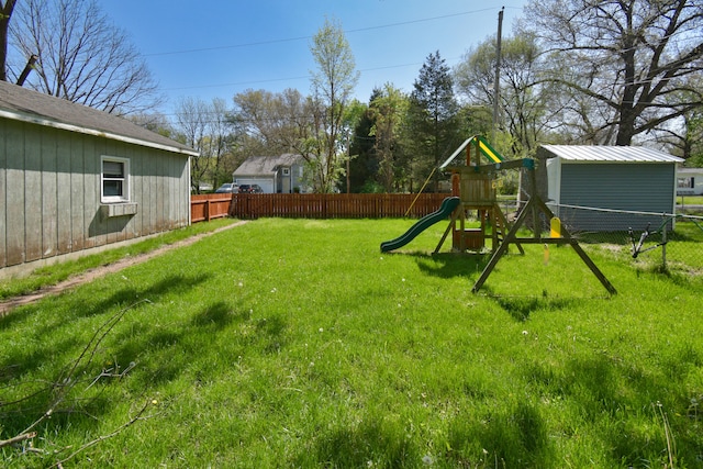 view of yard with a playground