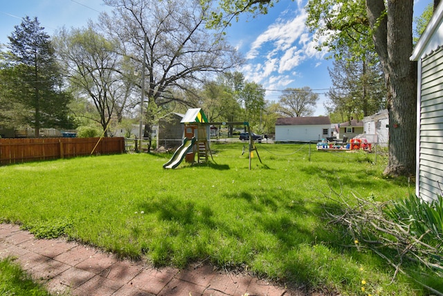 view of yard with a playground