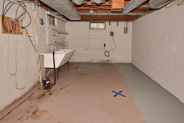 basement with sink