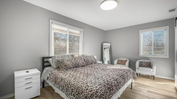 bedroom featuring hardwood / wood-style flooring