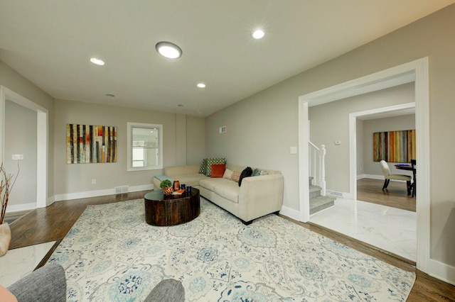 living room featuring hardwood / wood-style flooring