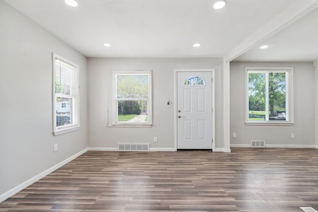 foyer featuring dark hardwood / wood-style floors