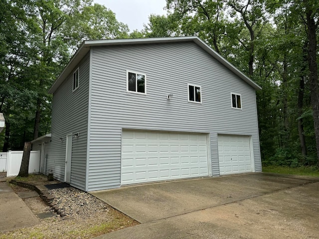 view of home's exterior with a garage