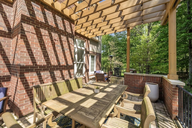 view of patio / terrace featuring a pergola