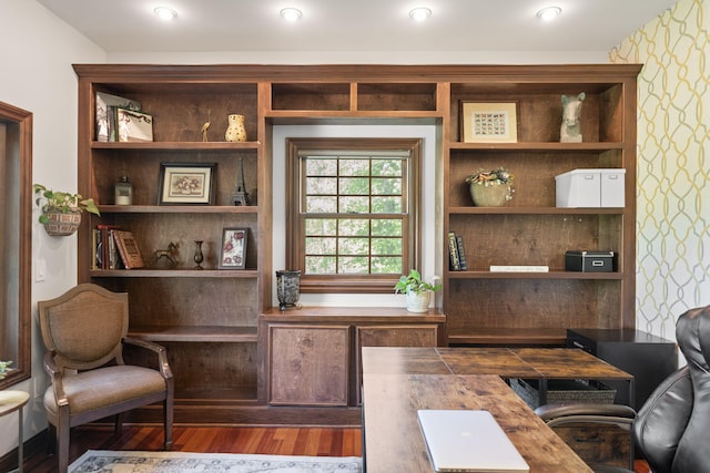 office area featuring wood-type flooring