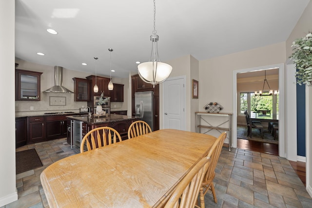 dining room featuring a notable chandelier