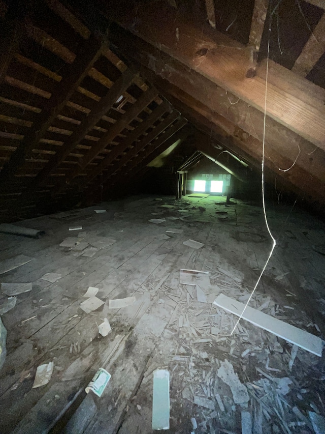 view of unfinished attic