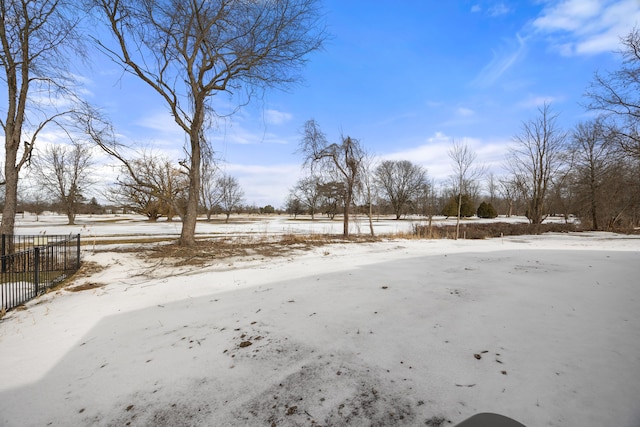 view of yard covered in snow