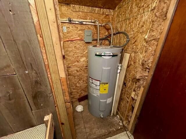 utility room featuring water heater