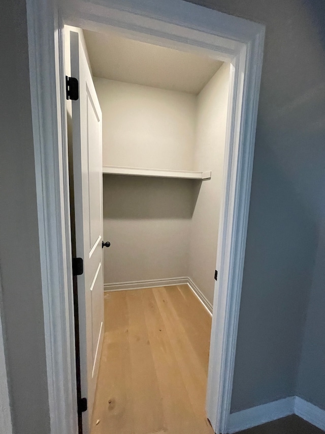 walk in closet featuring light hardwood / wood-style floors