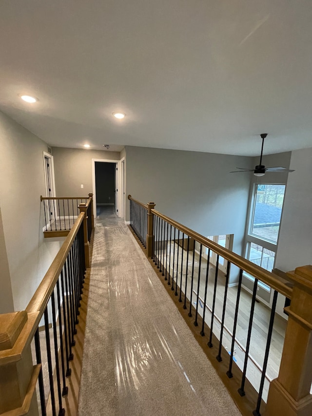 hallway with carpet floors