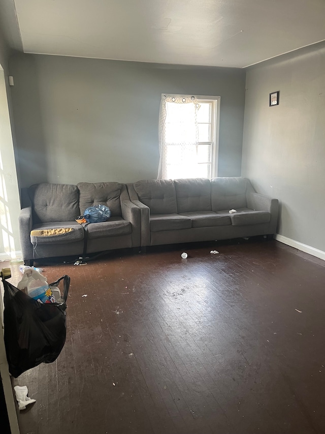 living room with baseboards and hardwood / wood-style floors