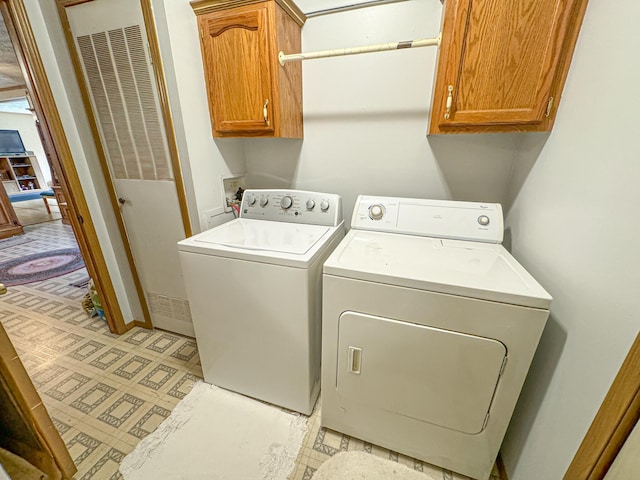 2314 Revolt Rd, Manistee, MI 49660 - laundry area with washing machine and dryer, cabinet space, and a heating unit
