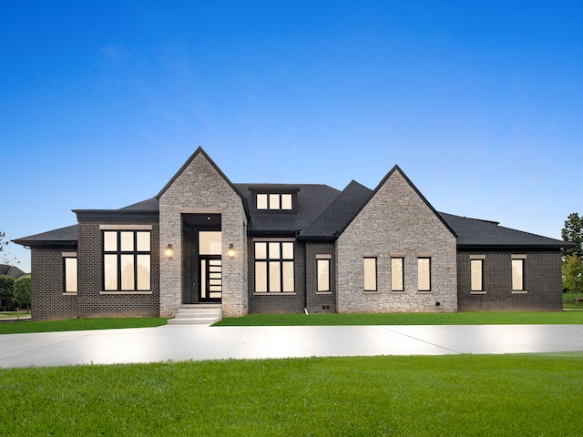 2605 Fairway, Rochester, MI 48306 - view of front of house with a front lawn, stone siding, and brick siding