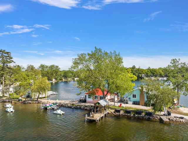 dock area featuring a water view