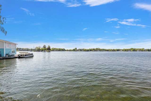 view of water feature with a boat dock