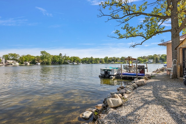 view of dock featuring a water view