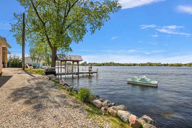 view of dock featuring a water view