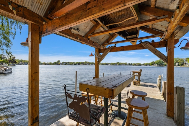 view of dock featuring a water view