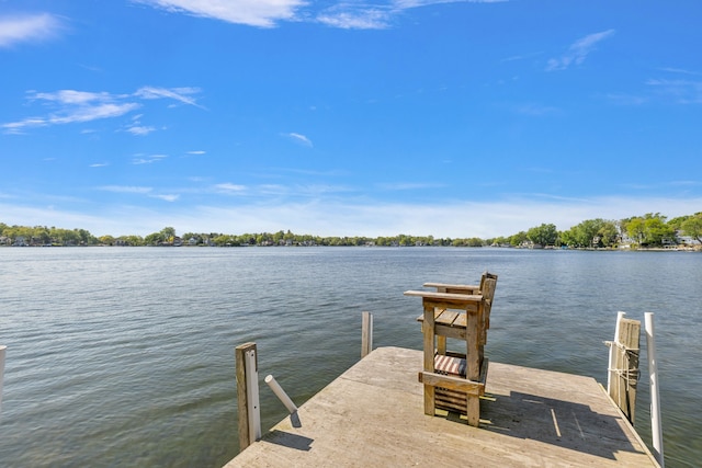 view of dock featuring a water view