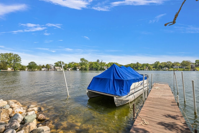 view of dock featuring a water view