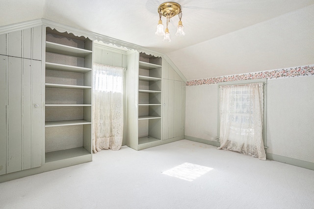 spacious closet featuring carpet and lofted ceiling