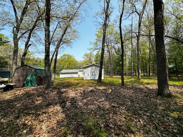 view of yard featuring an outbuilding