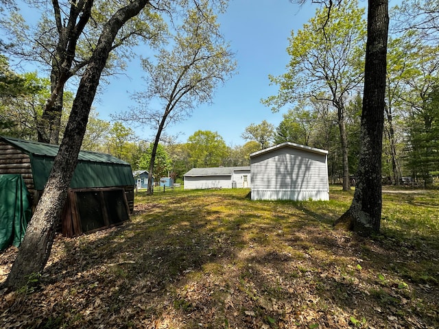 view of yard with an outdoor structure