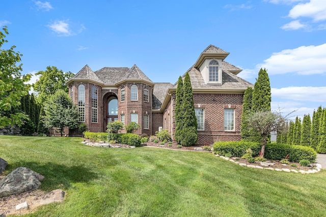 view of front of property with a front lawn