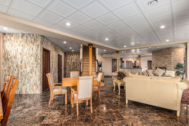 75 Chateaux Du Lac, Fenton, MI 48430 - dining room with recessed lighting and marble finish flooring