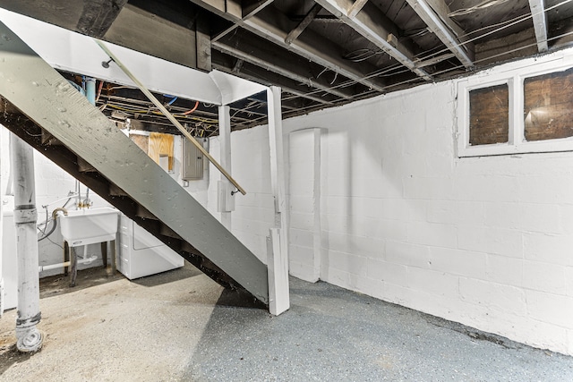 basement featuring sink