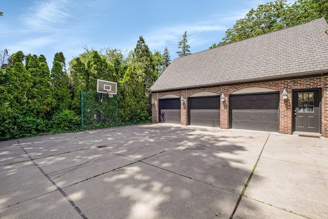 exterior space featuring a garage