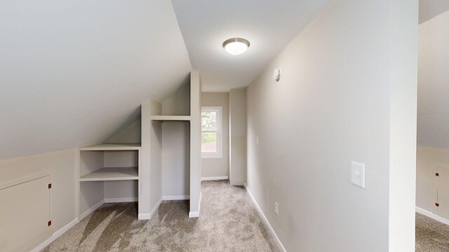 7200 E Tomah Rd, Mount Pleasant, MI 48858 - additional living space with carpet flooring, vaulted ceiling, baseboards, and built in features