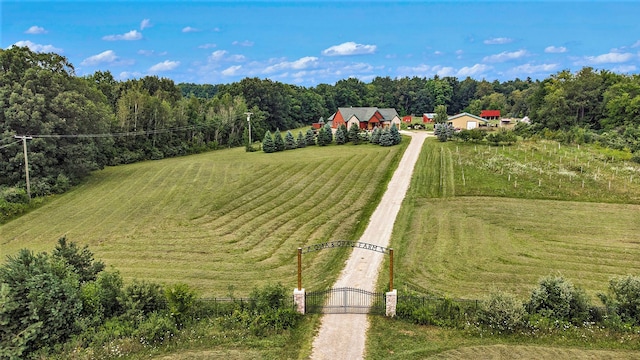 aerial view with a rural view