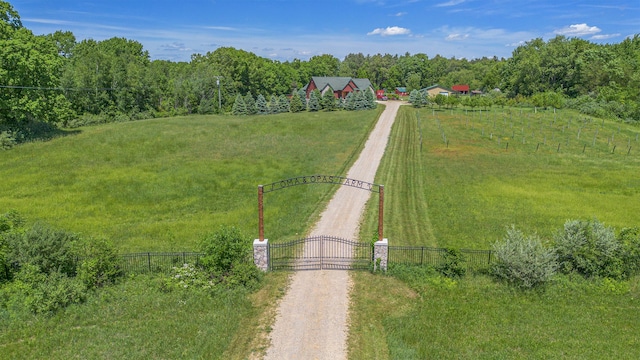 bird's eye view with a rural view