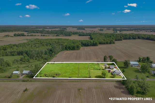 bird's eye view with a rural view