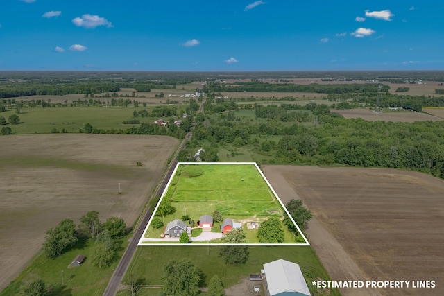 aerial view featuring a rural view