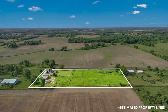 aerial view with a rural view