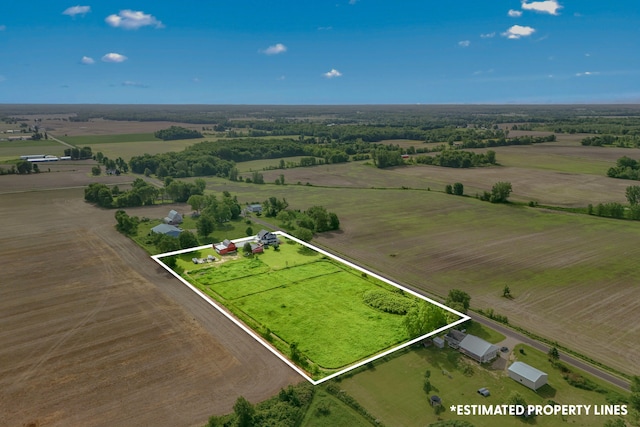 aerial view with a rural view