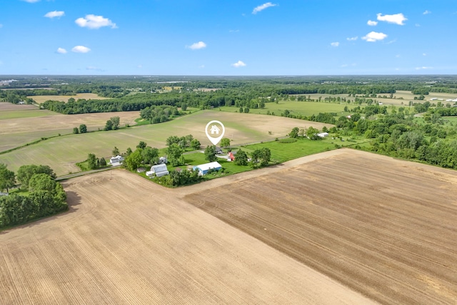 drone / aerial view featuring a rural view