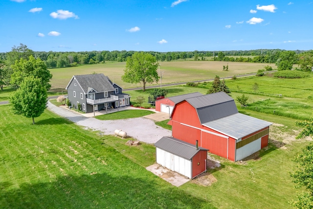 drone / aerial view with a rural view