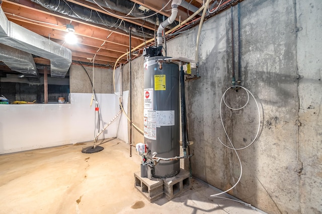 basement featuring water heater