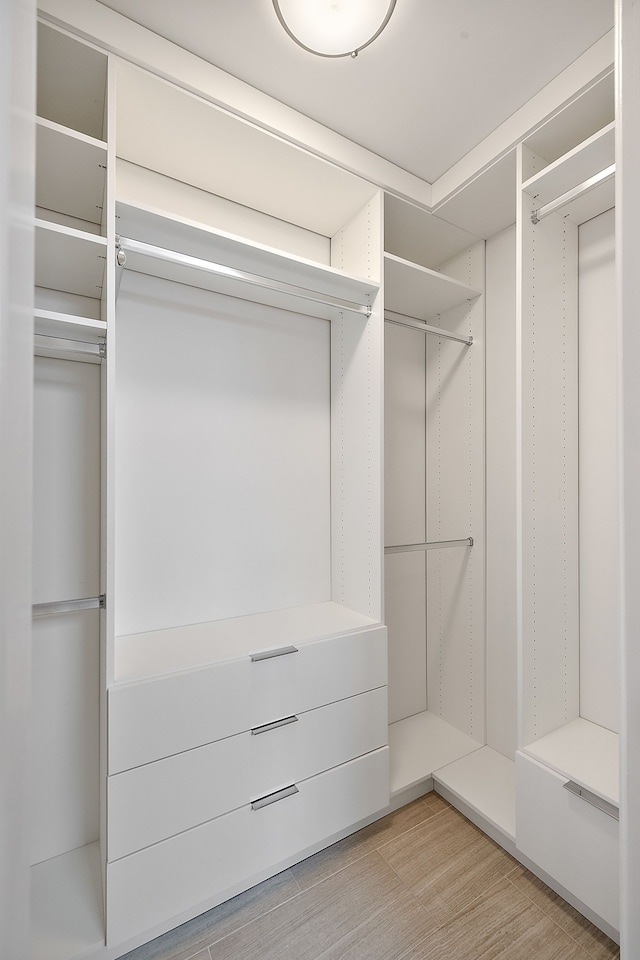 walk in closet featuring light hardwood / wood-style floors