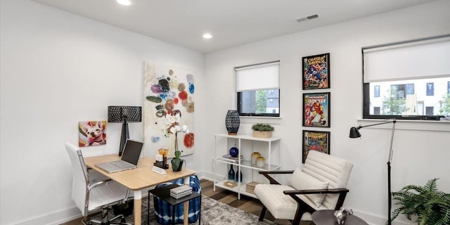 office featuring hardwood / wood-style flooring