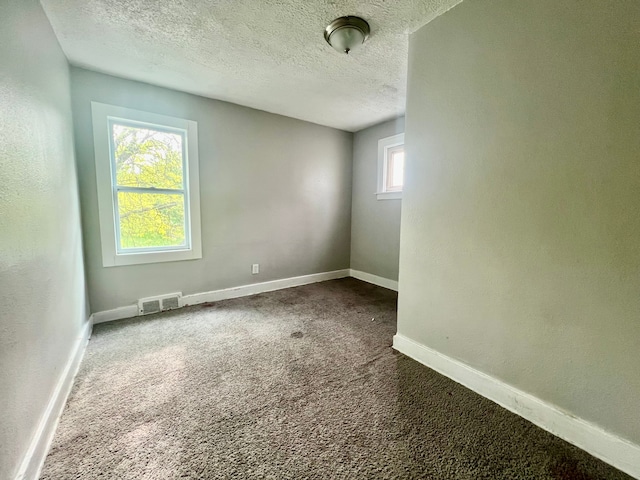 spare room featuring carpet and a textured ceiling