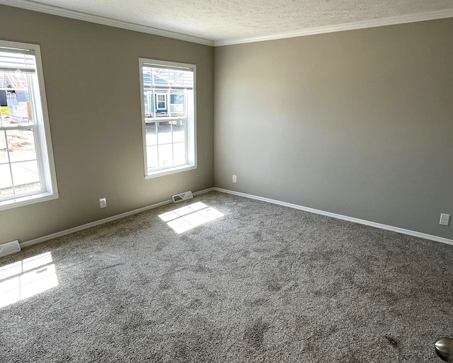 2759 Naples Ct, Lapeer, MI 48446 - empty room with healthy amount of natural light, a textured ceiling, ornamental molding, carpet, and baseboards