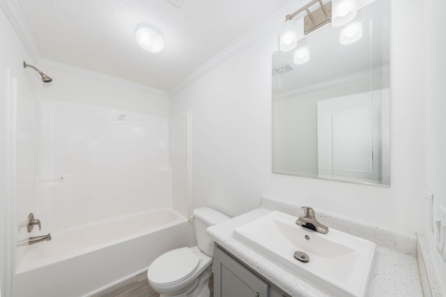 2769 Naples Ct, Lapeer, MI 48446 - full bath featuring vanity, toilet, crown molding, and bathtub / shower combination